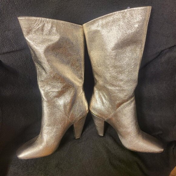 ✨ NWOT ~ DKNY Gold Leather Soft-Slouch Heeled Boots – Size 7.5  ~ NOICE! ✨ - Picture 6 of 6